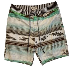 3RD & ARMY Board Shorts Swim Trunks Men's Size 34 Aztec Print‎